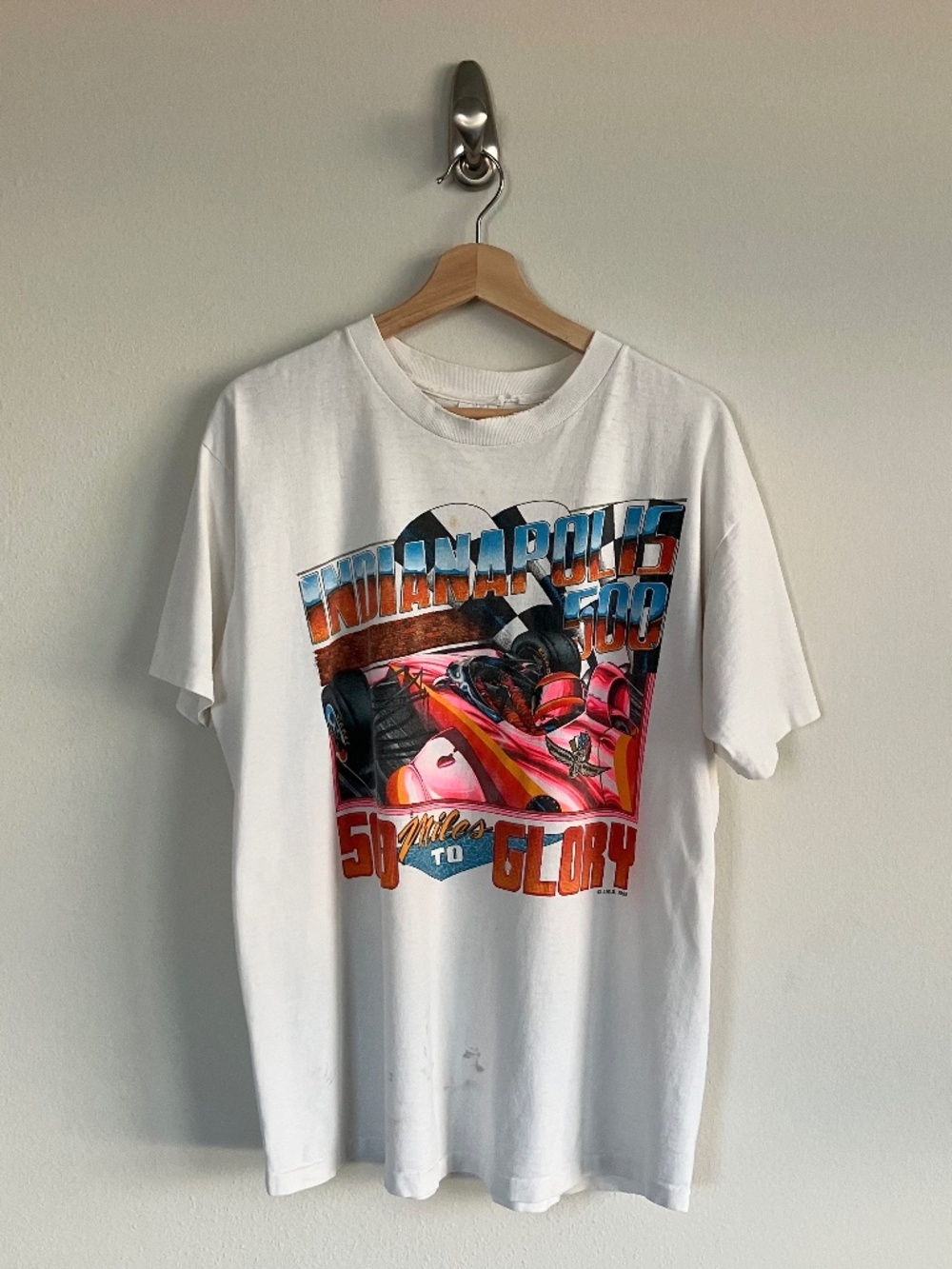 Indianapolis 500 ( 500 Miles to Glory) 1993 White Single Stitch Tee  Size XL